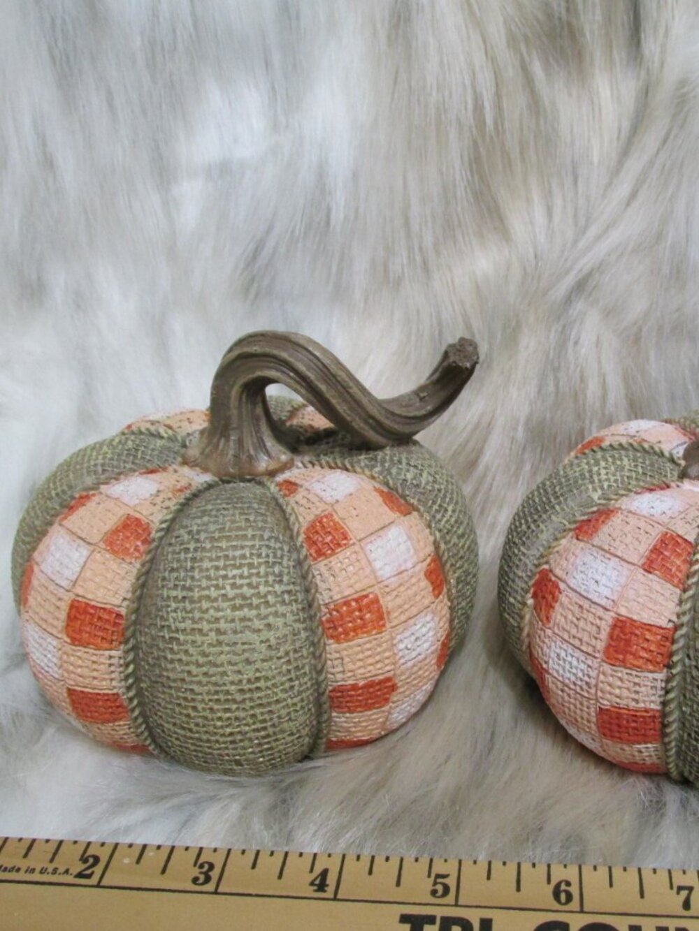 HW101-NEW 2 Cold Cast Checkered Pumpkins